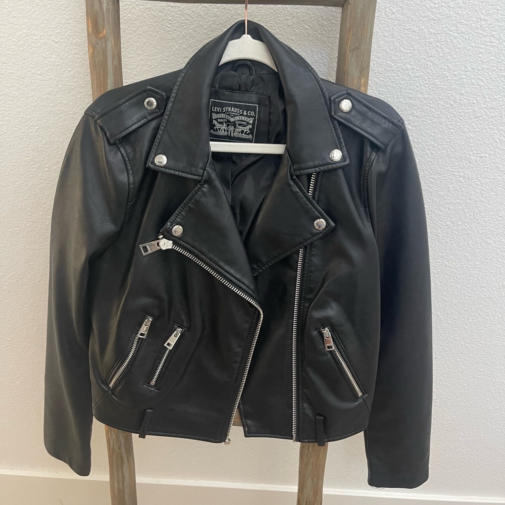 Levi’s Faux Leather Biker Moto Jacket Black Small